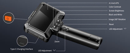 4.3" Endoscope Camera With Light, IP67 1080 HD Inspection Camera, Borescope Camera With Light, Snake Camera, 16.5ft Endoscope Camera, Gadgets For Men