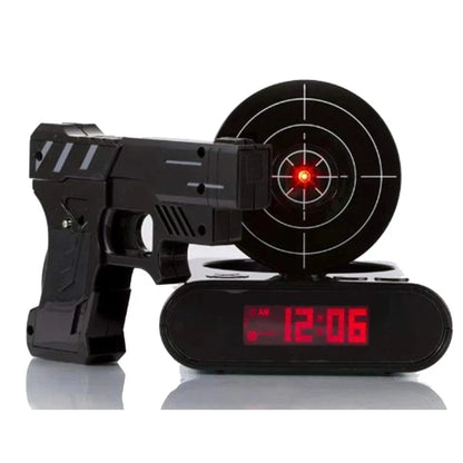 Gadget Target Laser Shooting Gun Alarm Clock Digital Electronic Desk Clock Table Watch Nixie Clock Snooze Target Gaming Clock