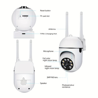 1pc Jooan Wifi Camera | 1080P Full Hd, Night Vision, 2-Way Audio, Ptz Technology, Led Lights, Cloud Storage Support, 2.4G Wi-Fi, Suitable for Indoor And Outdoor Use, Home And Office Security Camera