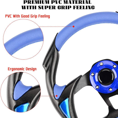 Golf Cart Steering Wheel Universal for Club Car DS and Club Car Precedent EZGO Yamaha Golf Carts Cool Racing Style Steering Wheel(Blue)