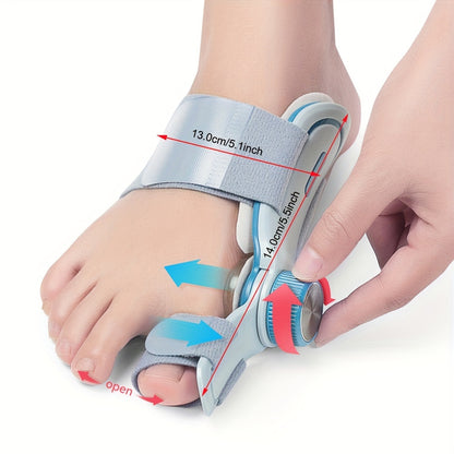 1pc TECH LOVE Adjustable Bunion Corrector for Men & Women, Double Correction Hammer Toe Straightener with Silicone Pad, Hand Washable Buckle Closure Bunion Splint Relief Separator