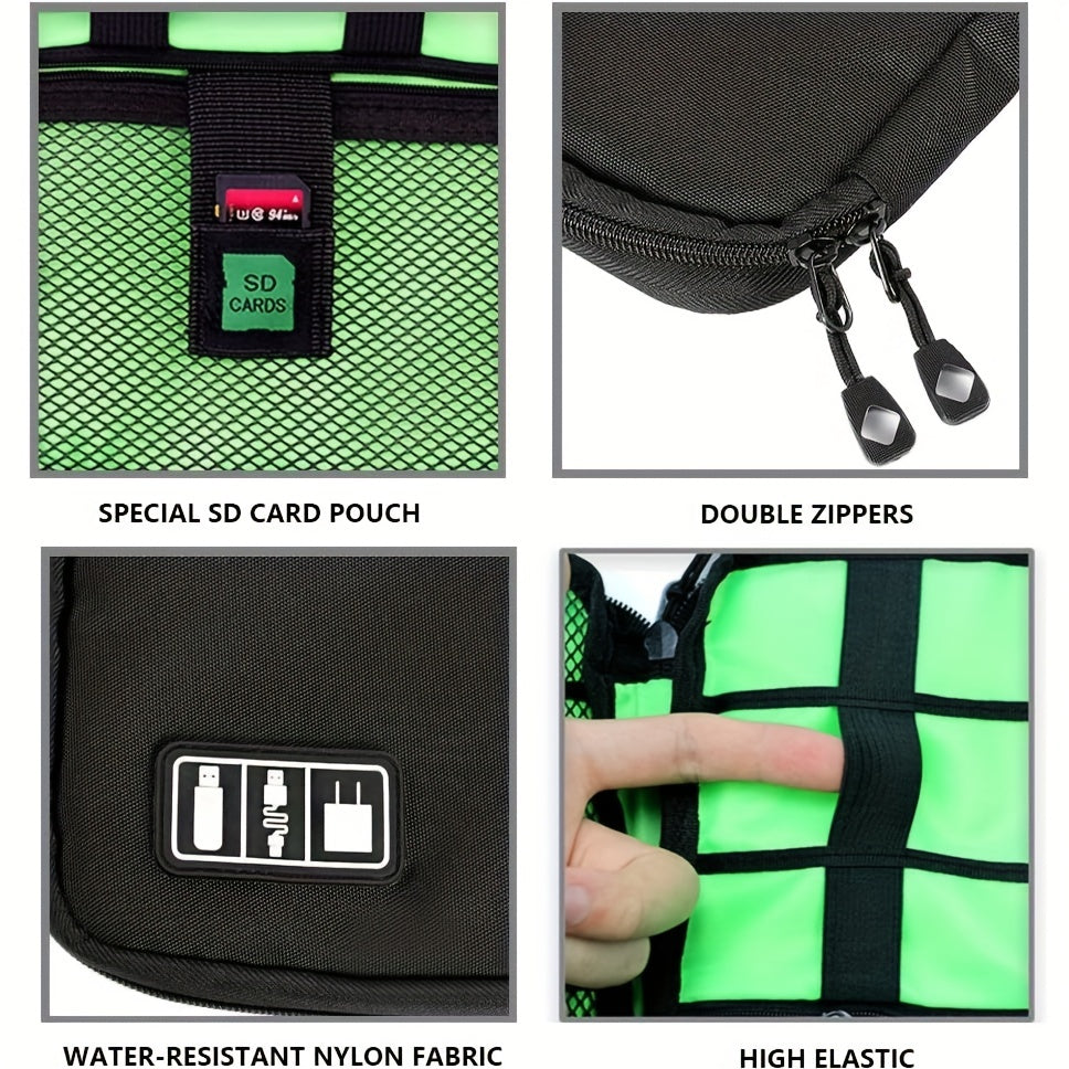 Electronics Accessories Organizer Bag,Portable Tech Gear Phone Accessories Storage Carrying Travel Case Bag, Headphone Earphone Cable Organizer Bag (M, Black)