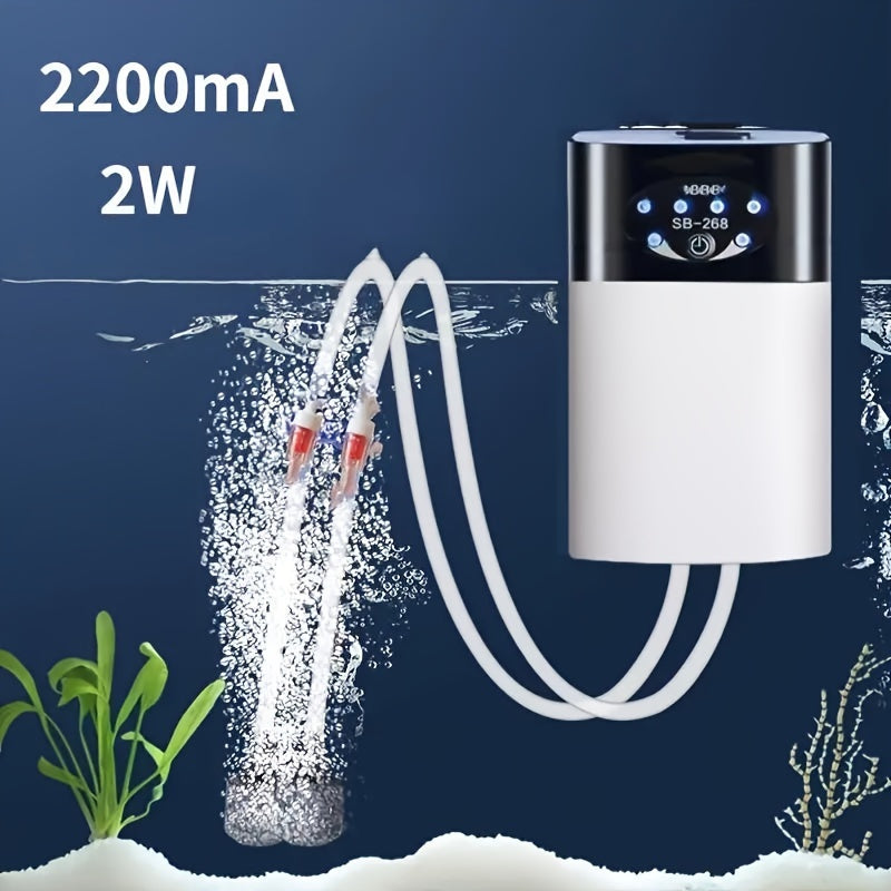 1-2 Meter Rechargeable Fish Tank Air Pump - Portable Oxygen Supply with Long-Lasting Battery, USB Recharging, and Aerolite Technology - Ideal for Fish Tank Breeders and Aquarium Enthusiasts
