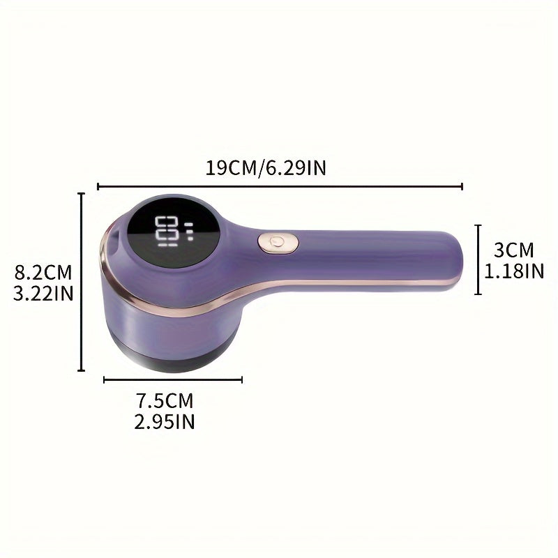 1set, Fabric Shaver, Electric Lint Remover, USB Rechargeable Sweater Shaver, Power Lint Shaver, LED Display, Fuzz Remover, Pilling Remover, Portable Hairball Trimmer For Clothes, Bedding, Furniture, Carpet, Sofa, Cleaning Sup