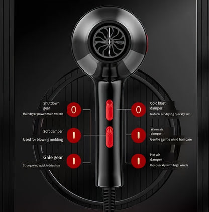 Professional High-Speed Hair Dryer Set - Fast Drying, Low Noise, Advanced Ionic Technology, Multiple Heat Settings, Cool Shot Button, Concentrator Attachment, Suitable for Home Use, Salon-Quality Styling
