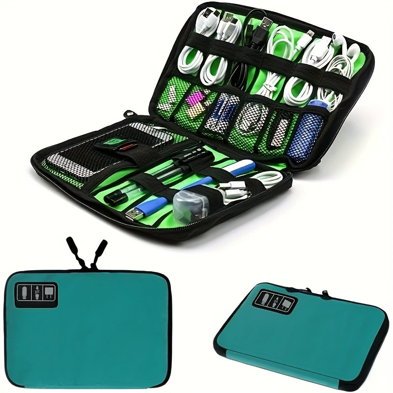 Electronics Accessories Organizer Bag,Portable Tech Gear Phone Accessories Storage Carrying Travel Case Bag, Headphone Earphone Cable Organizer Bag (M, Black)