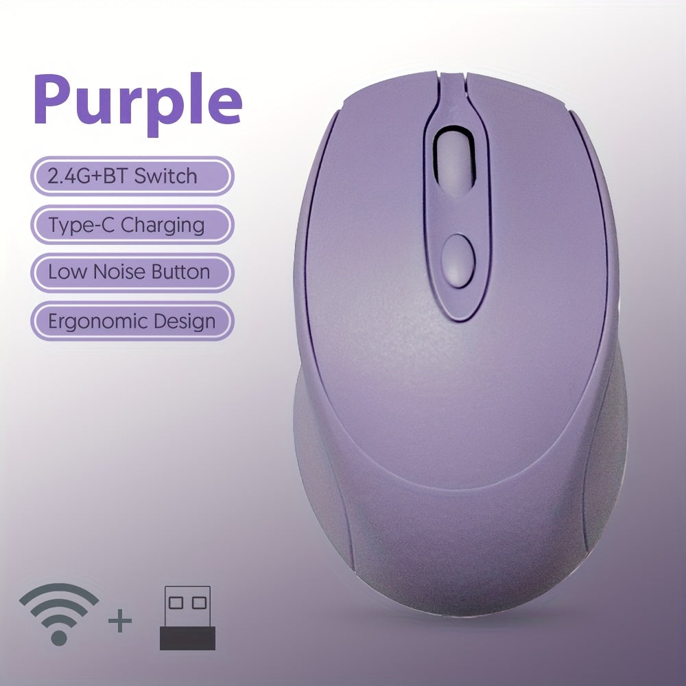 [Wireless Silent Mouse] Wireless Silent Mouse | Ambidextrous Dual-Mode Ergonomic Type-C Rechargeable for Office/Home Use with Tablet/Laptop/Desktop Connectivity, Portable, Compact, Durable Build, Tech Enthusiasts