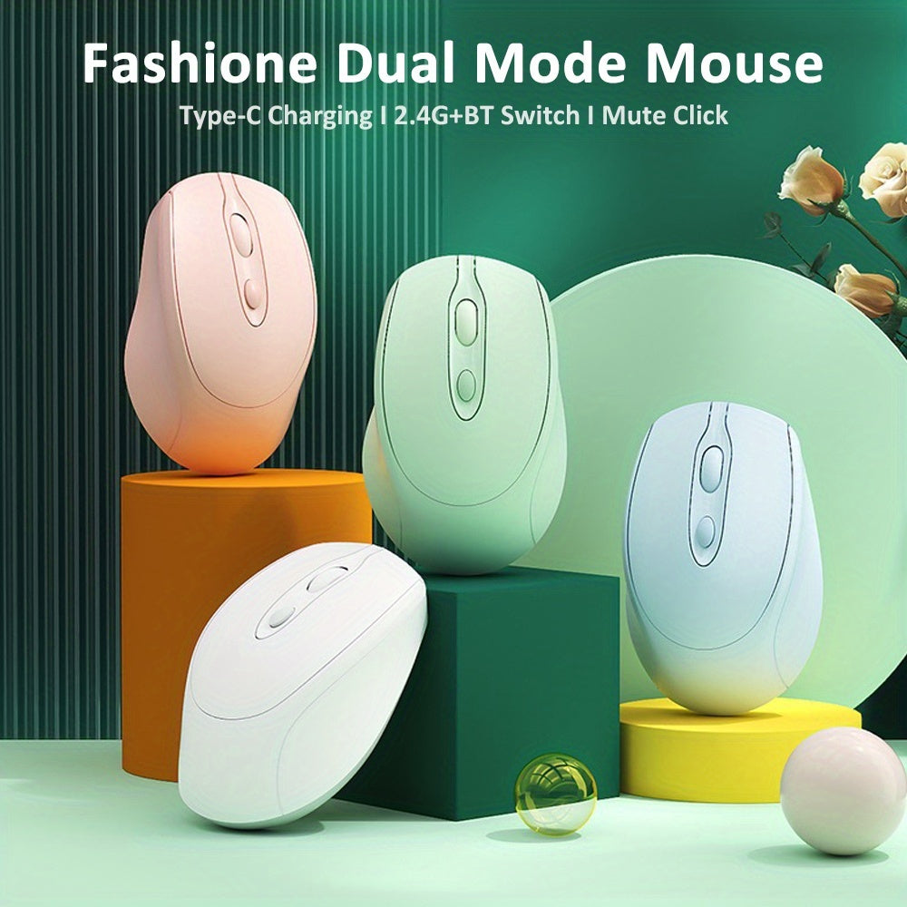 [Wireless Silent Mouse] Wireless Silent Mouse | Ambidextrous Dual-Mode Ergonomic Type-C Rechargeable for Office/Home Use with Tablet/Laptop/Desktop Connectivity, Portable, Compact, Durable Build, Tech Enthusiasts
