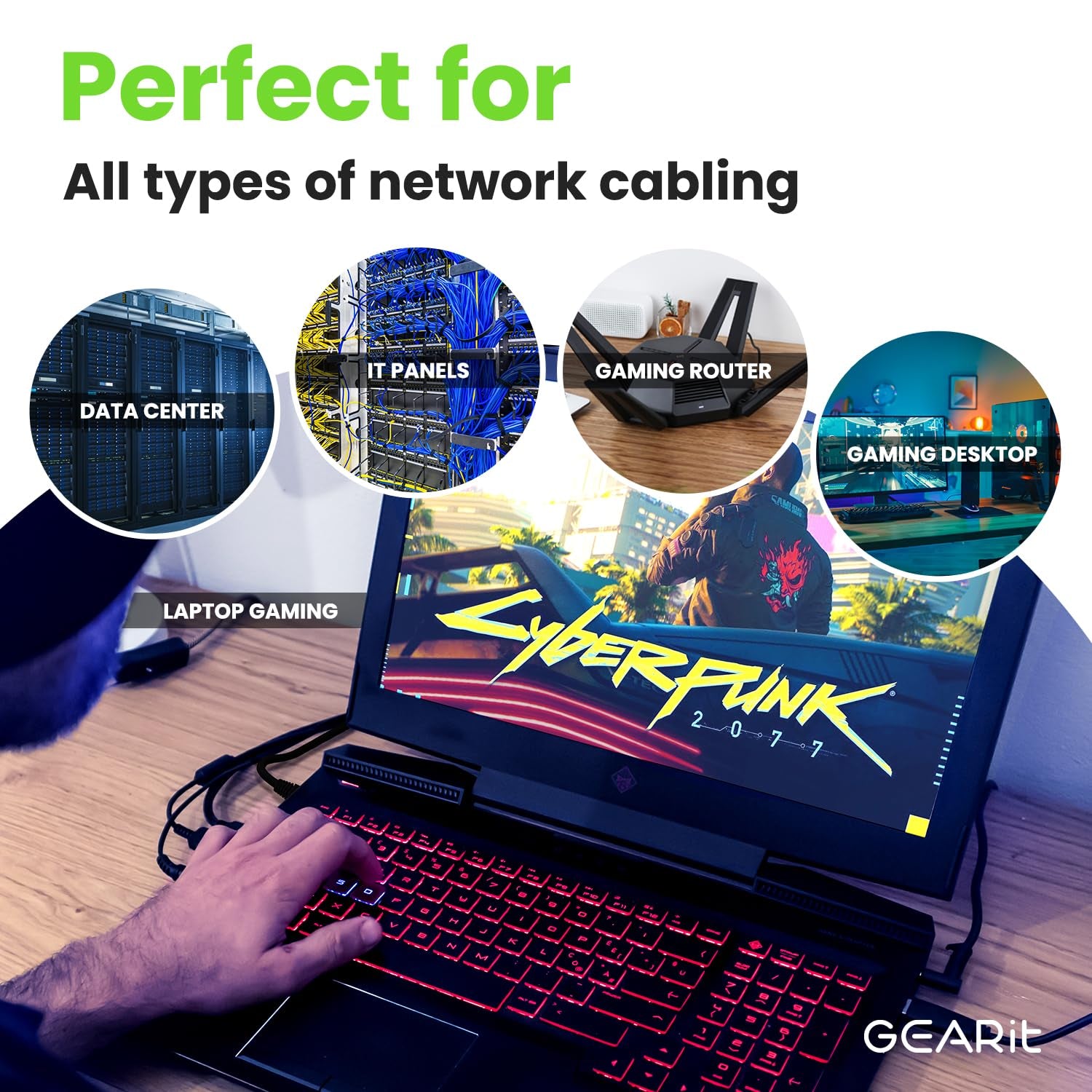Cat 6 Ethernet Cable Pack - 20-Pack 25 Ft Cat6 Ethernet Patch Cables | RJ45 Network Patch Cable, 10 Gbps Snagless Gold-Plated Connectors - Ethernet Cable Cat 6 for PC, TV, Router - Black