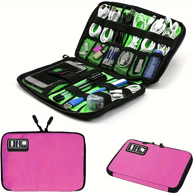 Electronics Accessories Organizer Bag,Portable Tech Gear Phone Accessories Storage Carrying Travel Case Bag, Headphone Earphone Cable Organizer Bag (M, Black)