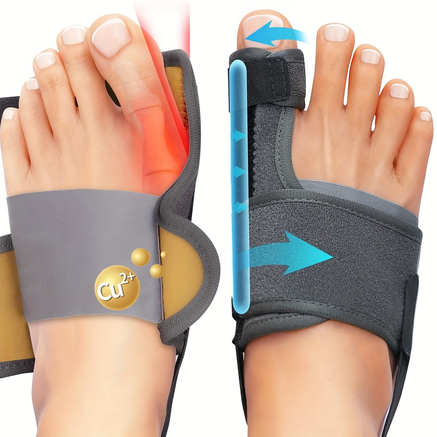 Tech Love Bunion Corrector For Women Men Big Toe 1 Pair, Adjustable Bunion Splint With 2 Angle Bar, Bunion Pads, Toe Straightener With Double Non-slip Strap For Day Night Support