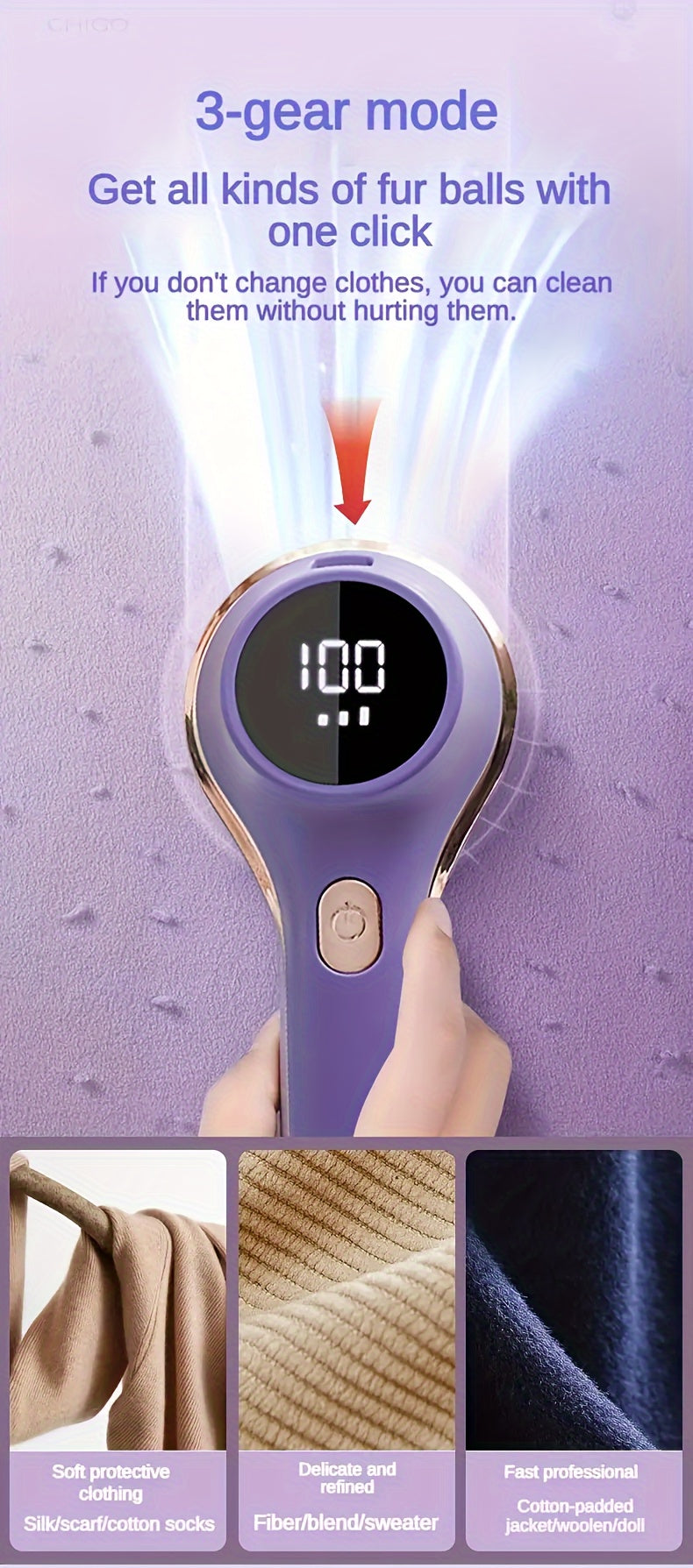 1set, Fabric Shaver, Electric Lint Remover, USB Rechargeable Sweater Shaver, Power Lint Shaver, LED Display, Fuzz Remover, Pilling Remover, Portable Hairball Trimmer For Clothes, Bedding, Furniture, Carpet, Sofa, Cleaning Sup