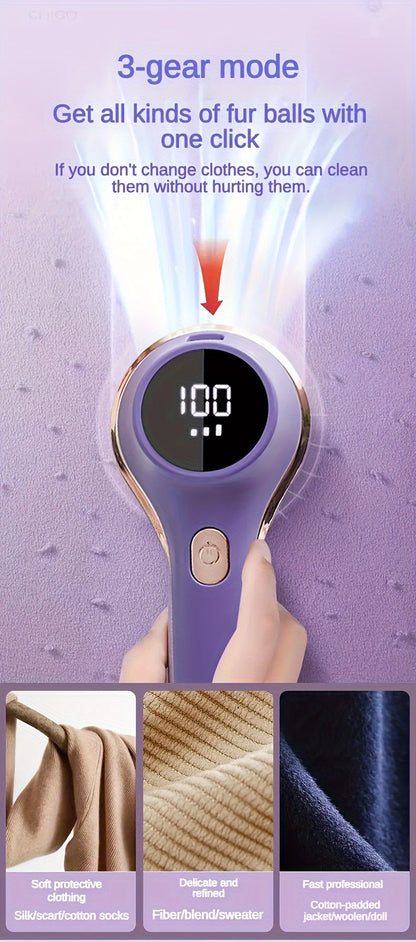 1set, Fabric Shaver, Electric Lint Remover, USB Rechargeable Sweater Shaver, Power Lint Shaver, LED Display, Fuzz Remover, Pilling Remover, Portable Hairball Trimmer For Clothes, Bedding, Furniture, Carpet, Sofa, Cleaning Sup