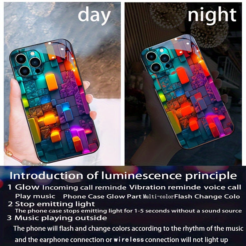 Light-emitting sound control TPU mobile phone case suitable for Samsung S23 Ultra/S22/S24 Plus/ip15promax/ip14promax/ip13promax - luminous technology, elegant daytime design, enhanced night visibility - 1 piece