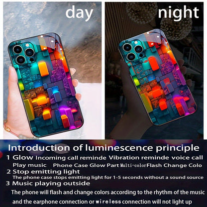 Light-emitting sound control TPU mobile phone case suitable for Samsung S23 Ultra/S22/S24 Plus/ip15promax/ip14promax/ip13promax - luminous technology, elegant daytime design, enhanced night visibility - 1 piece