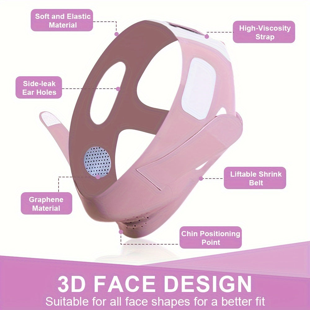 Graphene Technology Breathable Facial Lifting Strap, Double Tightening V-Face Shaping Mask, Physical Double Chin Reducer, Reusable, Portable for Home Use, Same As Used in Beauty Salons