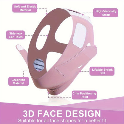 Graphene Technology Breathable Facial Lifting Strap, Double Tightening V-Face Shaping Mask, Physical Double Chin Reducer, Reusable, Portable for Home Use, Same As Used in Beauty Salons