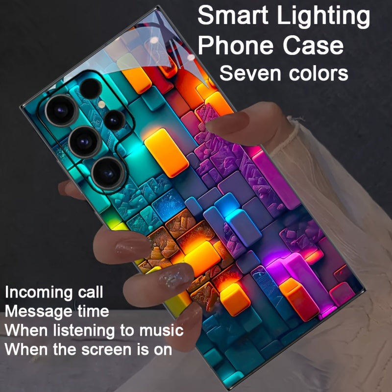 Light-emitting sound control TPU mobile phone case suitable for Samsung S23 Ultra/S22/S24 Plus/ip15promax/ip14promax/ip13promax - luminous technology, elegant daytime design, enhanced night visibility - 1 piece