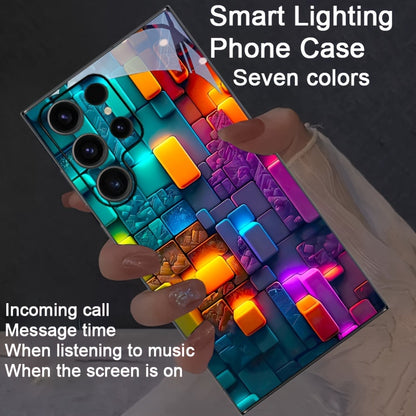 Light-emitting sound control TPU mobile phone case suitable for Samsung S23 Ultra/S22/S24 Plus/ip15promax/ip14promax/ip13promax - luminous technology, elegant daytime design, enhanced night visibility - 1 piece