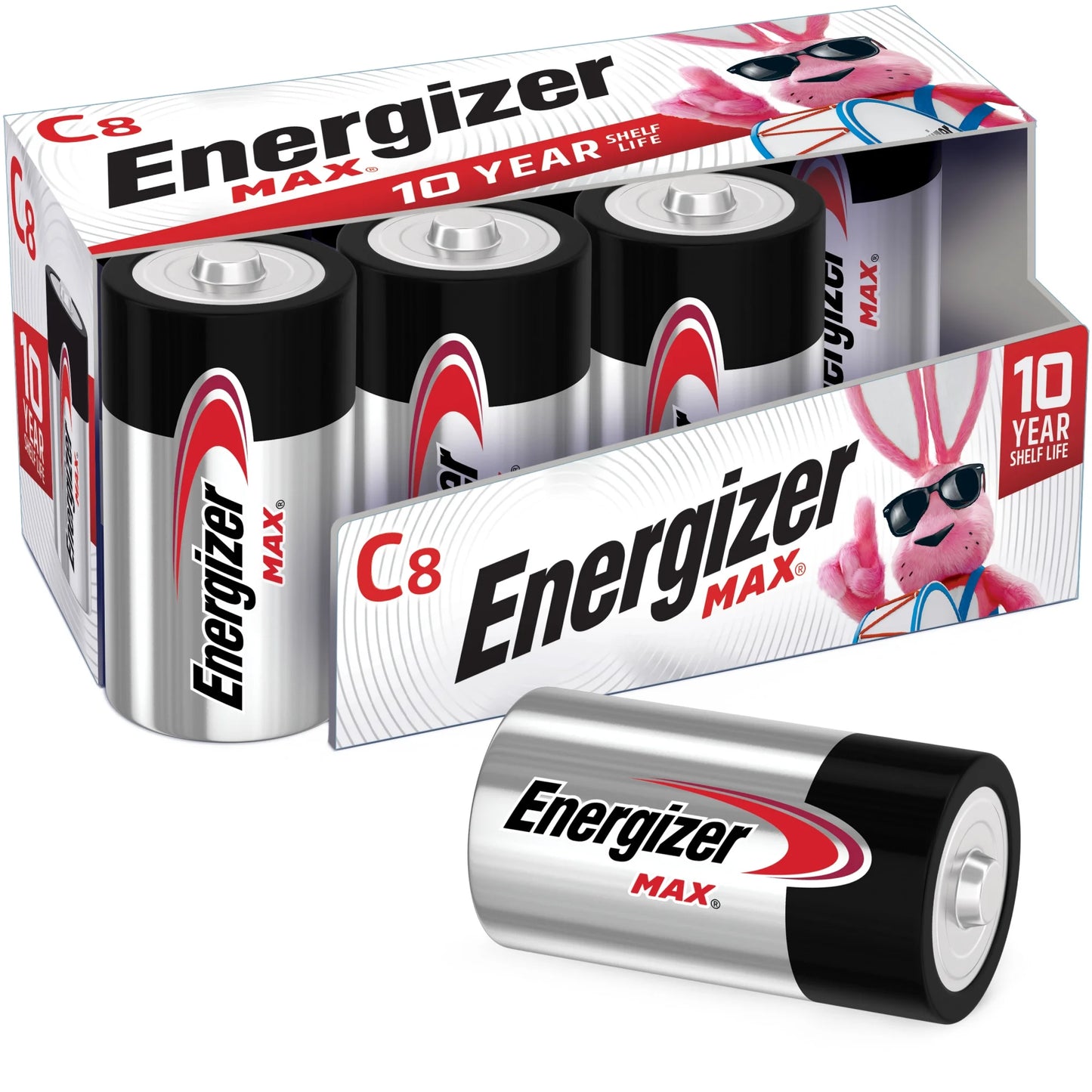 MAX C Batteries (8 Pack), C Cell Alkaline Batteries