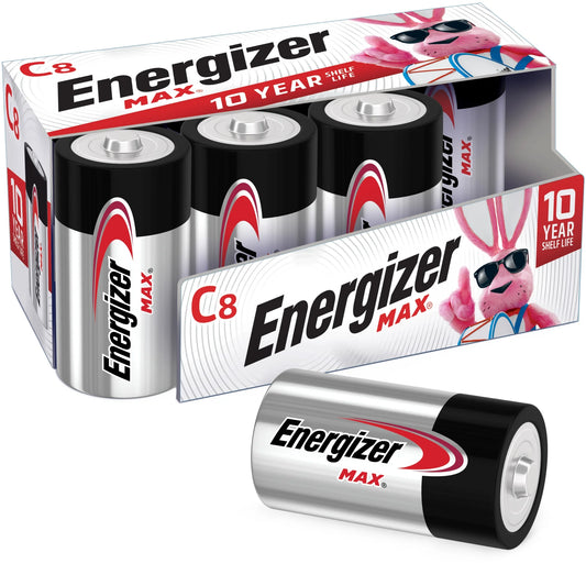 MAX C Batteries (8 Pack), C Cell Alkaline Batteries