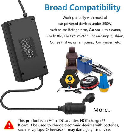AC to DC Converter Adapter 110V to 12V Converter 180W 15A Car Cigarette Lighter Socket 100~240V AC to DC 12 Volt 15A 12A Power Supply Transformer for Car Vacuum Cleaner Refrigerator Inflator
