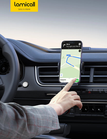Lamicall CV09 Gravity Car Phone Holder Air Vent Mount Auto Lock Hands Free Cell Phone Stand One Hand Operation Stable Clip GPS
