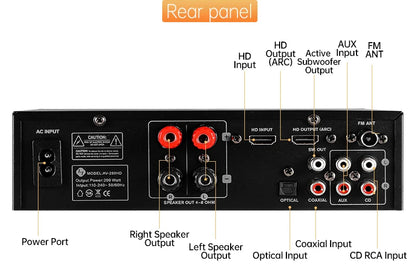 Cost-effective Power 2.0ch 200W Audio Amplifier Power Amplifier for Home