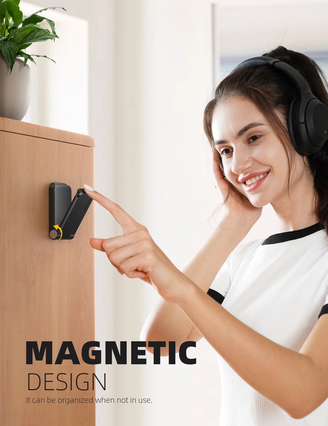 Lamicall DH02 Universal Headphone Holder Wall Mount Sticky Headset Hanger Hook No Drill Adhesive Earphone Stand for Gaming PC