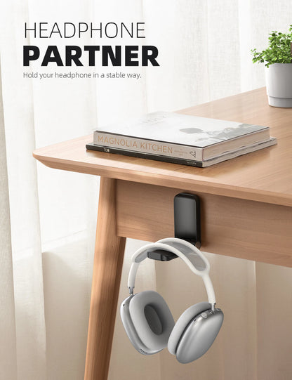 Lamicall DH02 Universal Headphone Holder Wall Mount Sticky Headset Hanger Hook No Drill Adhesive Earphone Stand for Gaming PC