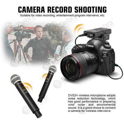 Debra Audio DV02H UHF Wireless Handheld Microphone System Noise Cancelling LED Lights Plastic Metal Construction for Interview