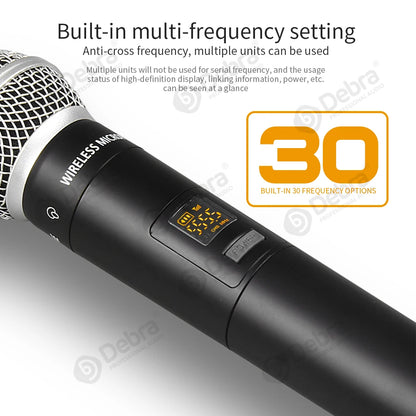 Debra Audio DV02H UHF Wireless Handheld Microphone System Noise Cancelling LED Lights Plastic Metal Construction for Interview