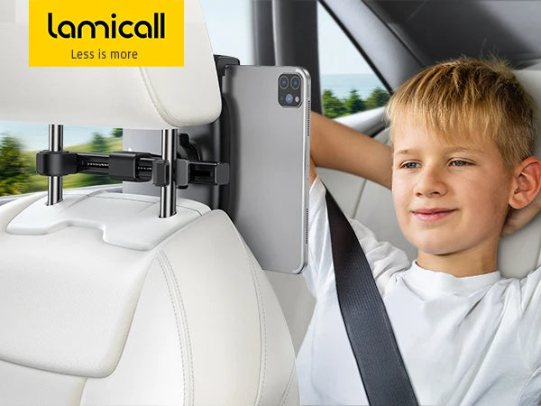Lamicall CH05 Universal Car Back Seat Tablet Stand 360 Rotation Plastic Headrest Mount Holder for Baby Kids Movie Flexible Phone