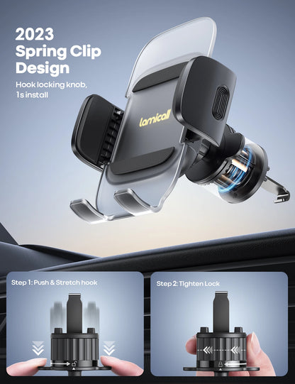 Lamicall CV09 Gravity Car Phone Holder Air Vent Mount Auto Lock Hands Free Cell Phone Stand One Hand Operation Stable Clip GPS