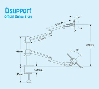 Aluminum OL-3L 12-17 Inch Laptop Stand Dual Monitor Arm Holder Height Adjustable 17-32 Inch Desktop Computer Desk New Product