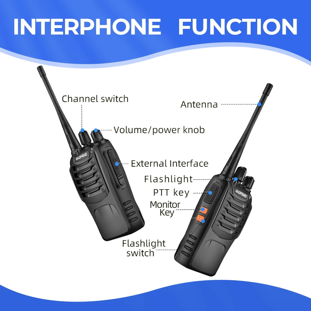 Portable Handheld Radio Authentic Baofeng Walkie-talkie Bf-888s UHF Single Band Secure Walkie Talkie
