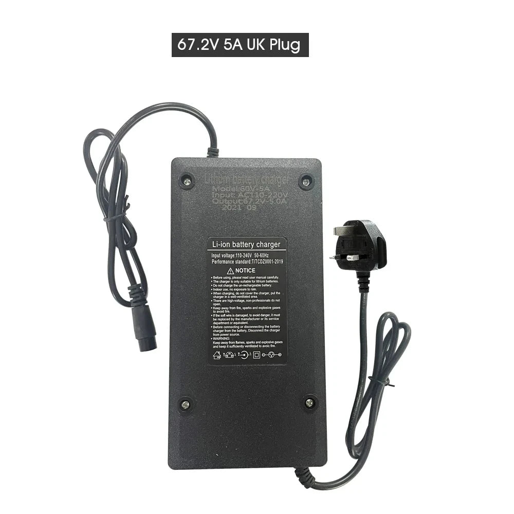 67.2V 5A Faster Chargers Charger Adapter for 60V E Scooter Lithium Battery Charger High Quality E-bike