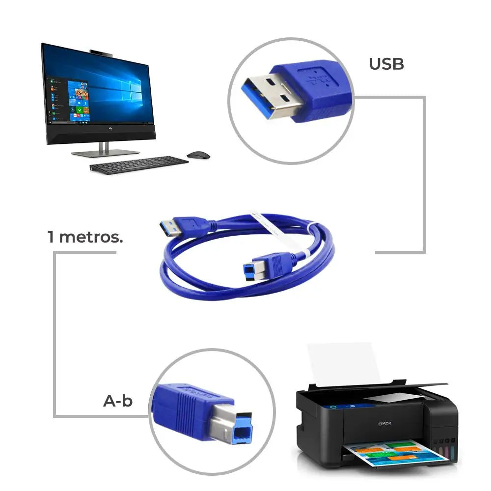 Usb 3.0 Cable For Printer 1 Meter A-b 5gbps