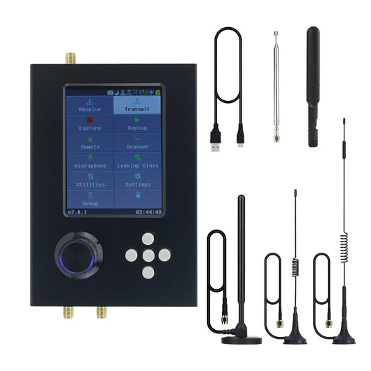 HamGeek 1MHz-6GHz HackRF One R10 V2.0.x + PortaPack H2M with Built-in Speaker + 5 Antennas + USB Cable