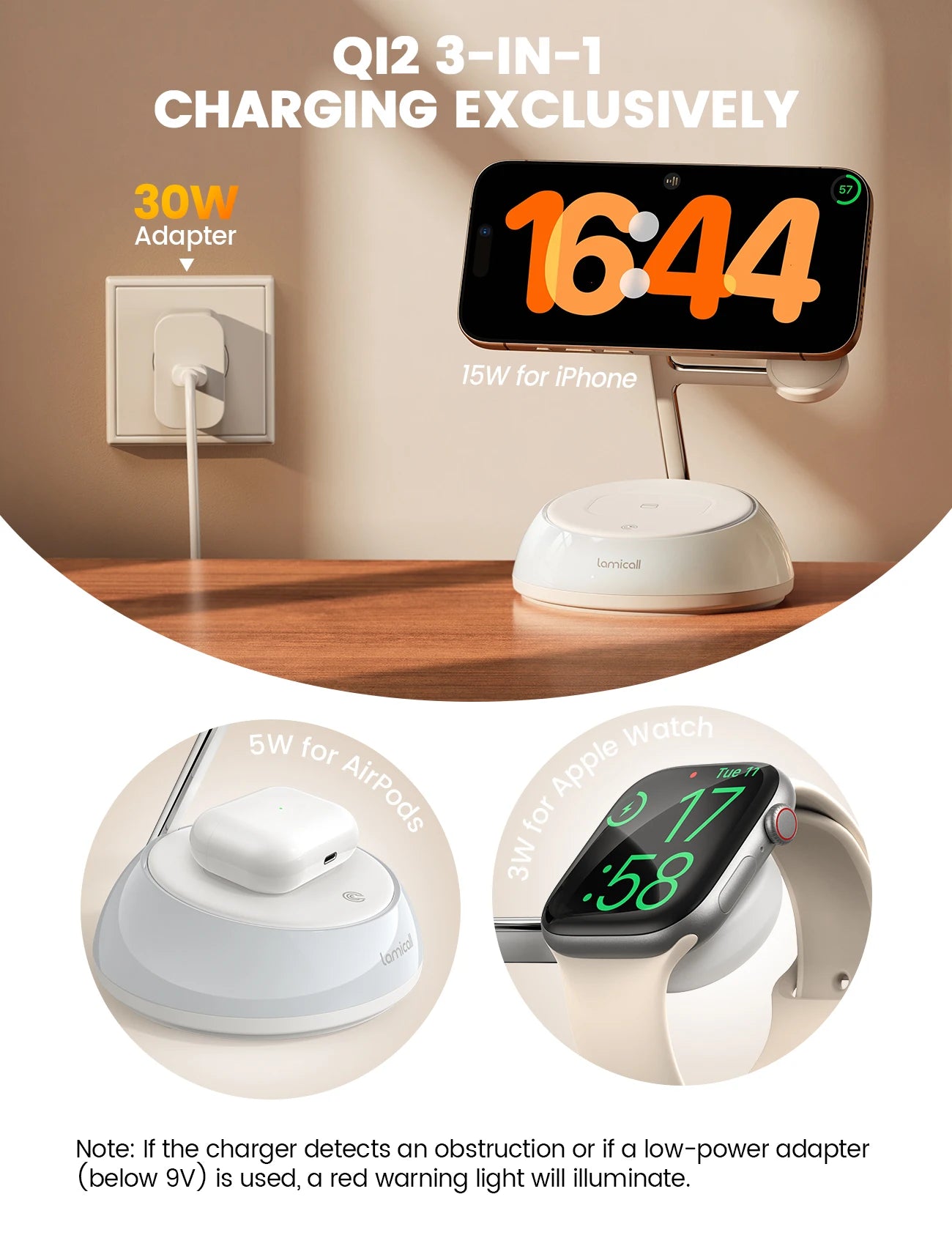 Lamicall T8L Qi2 Certified Wireless Charging Station 4in1 Magnetic Fast Wireless Charger Stand Night Light T7 Smart Phone Watch