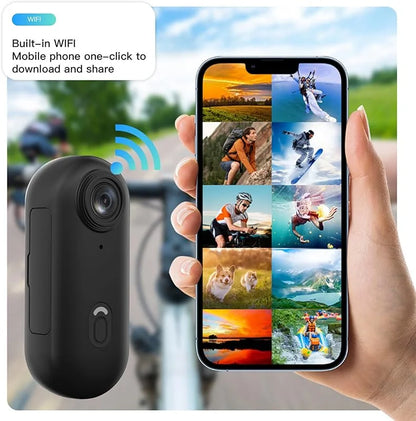 4K Thumb Action Camera,Small Body Camera with Spring Clip,Portable Vlogging,Helmet Cam for Cycling,Motorcycle