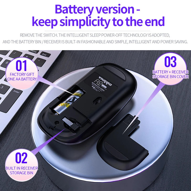 UTHAI DB60 wireless battery version mouse mute adjustable DPI1600 mouse intelligent sleep 2.4gHz long battery life mouse