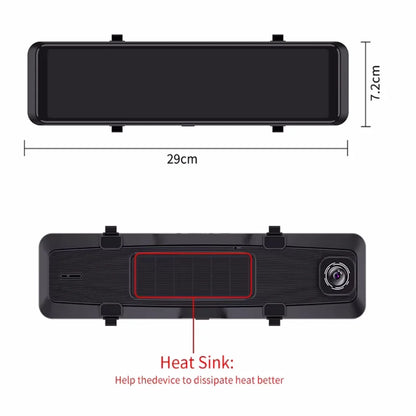 12 Inch Android Auto and Wireless Carplay 4K+1080P Recording Rearview Mirror Video Recorder WiFi BT G-Sensor Dash Cam