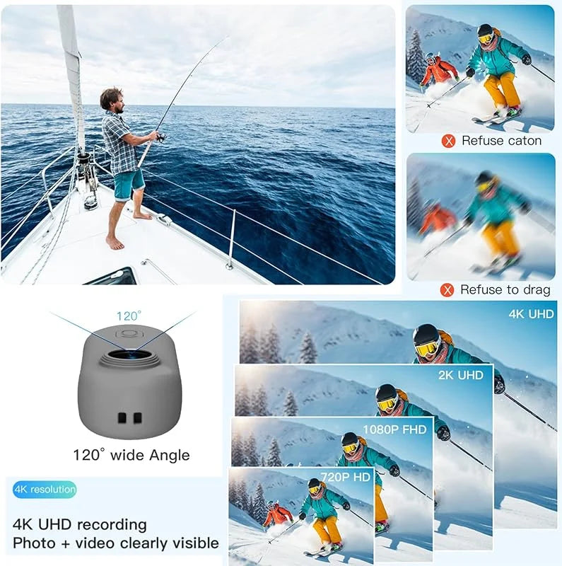 4K Thumb Action Camera,Small Body Camera with Spring Clip,Portable Vlogging,Helmet Cam for Cycling,Motorcycle