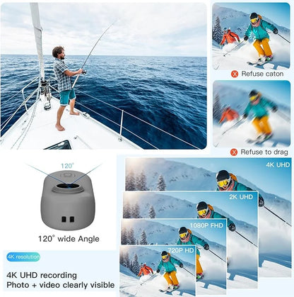 4K Thumb Action Camera,Small Body Camera with Spring Clip,Portable Vlogging,Helmet Cam for Cycling,Motorcycle