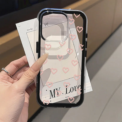 Love Heart Phone Case For iPhone 17 Case iPhone 13 16 15 11 12 14 Pro Max 17 Air Silicone 2 IN 1 Shockproof Soft Clear Cover