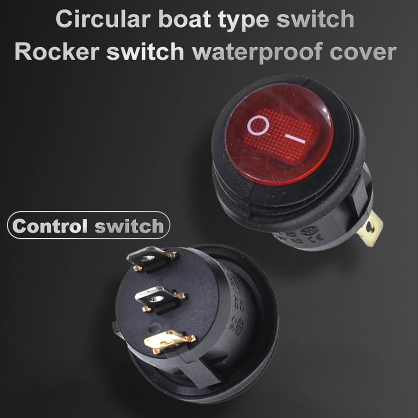5PCS ON/OFF Round Waterproof Boat LED Rocker Switch Light 12V 220V Power Button Switch On Off On Toggle Boat