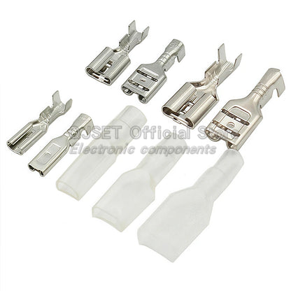 100Pcs 2.8mm 4.8mm 6.3mm Plug Spring Female Male Spade Cold Crimp Terminals Connector Car Speaker Electrical Wire Connectors Set