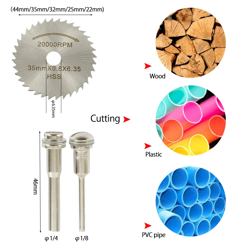 6-32Pcs Mini Circular Saw Blade Set Sanding Grinding Wheel Cutting Disc for Dremel Accessories Metal Cutting Rotary Tools