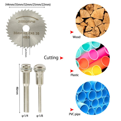 6-32Pcs Mini Circular Saw Blade Set Sanding Grinding Wheel Cutting Disc for Dremel Accessories Metal Cutting Rotary Tools